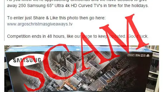 Curved Samsung TVs from Argos Facebook posts