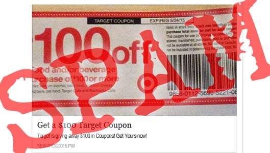 Get a $100 Target Coupon Facebook links