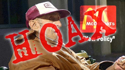 Do McDonalds and their “new policy” refuse homeless people?