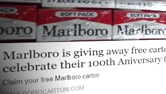 Is Marlboro giving away free cartons for 100th anniversary?