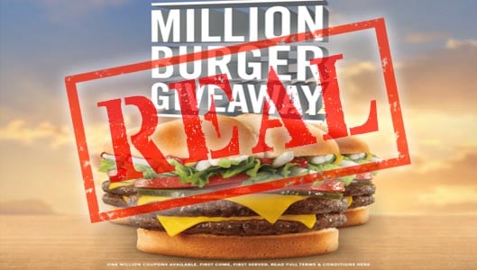 Yes, Jack in the Box are giving away 1 million burgers