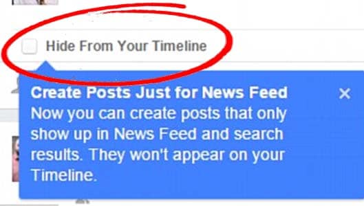 Facebook testing a “hide from timeline” option for posts