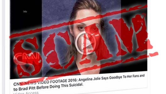 Angelina Jolie scam suicide video links spreading on Facebook