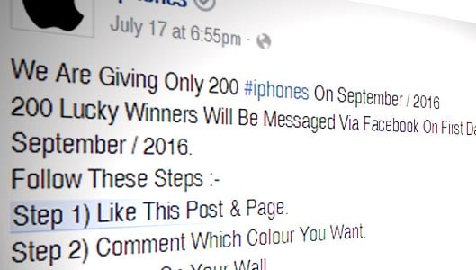 “Like, Comment & Share to Win” Facebook Scams