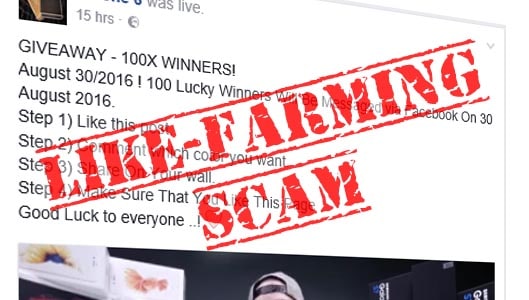 Like-Farming scammers using Facebook Live Video