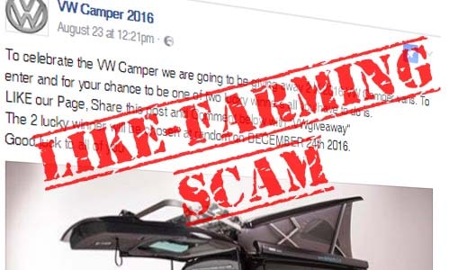 No, you won’t win a 2016 VW Camper for sharing a Facebook post