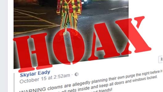 Are clowns purging on the night before Halloween? It’s a hoax