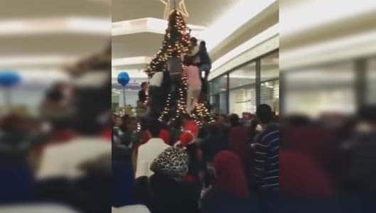 Video spreading falsely claims to show Muslims attacking Christmas tree
