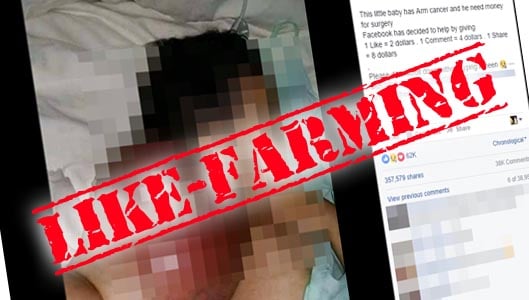 Will Facebook donate money to “little baby with arm cancer”?