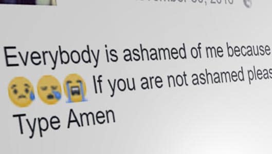 “If You’re Not Ashamed, Please Share” Facebook spam goes viral