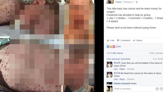UK mum attempts to get Facebook to remove vile like-farming posts of her son