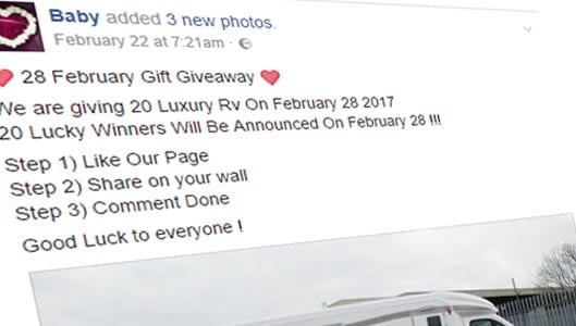 Facebook posts claiming to give away luxury RV’s are SCAMS