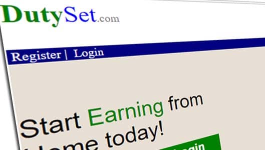 Watch out for “online job” websites like DutySet.com