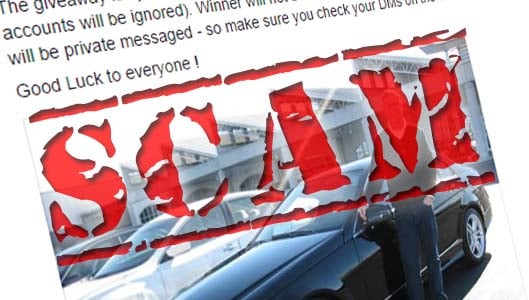 Facebook post offering 2 Mercedes from Kevin M James is a SCAM