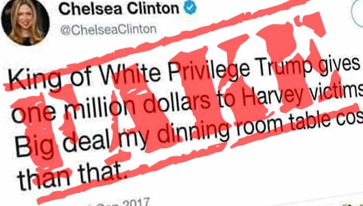 Chelsea Clinton “dining room table” tweet is completely fake
