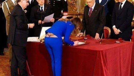 Melania Trump thong visible during ceremony? Fake picture