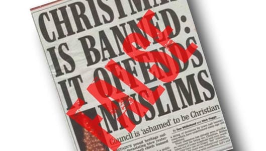 Newspaper headline claims “Christmas is Banned: It Offends Muslims” – Fact Check
