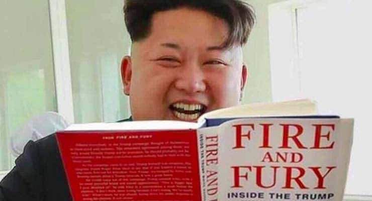 Fake photo spreads showing Kim Jong Un reading “Fire and Fury”