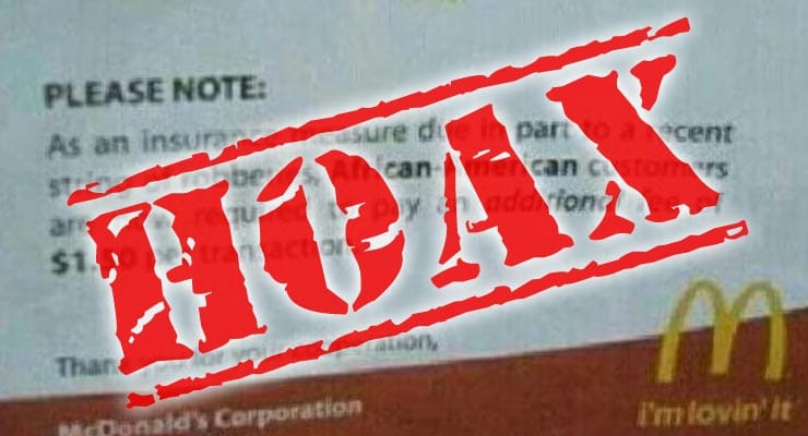 Is McDonald’s charging African-Americans $1.50 additional fee? Fact Check