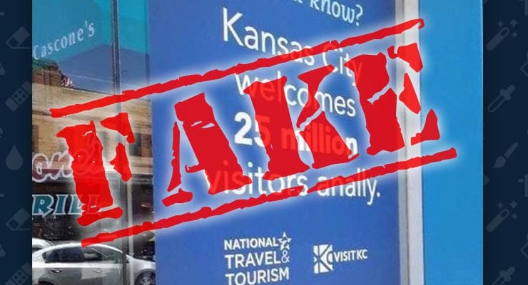 Does Kansas sign welcome 25 million visitors anally? Fact Check