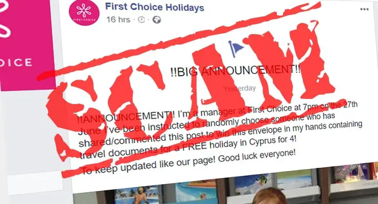 Fake Facebook post claims First Choice offering free holiday to Cyprus