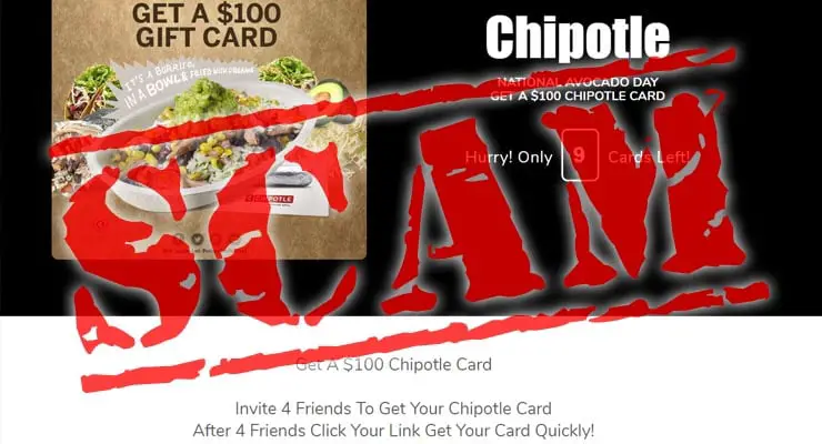 Scam links offering $100 Chipotle Cards going viral on social media