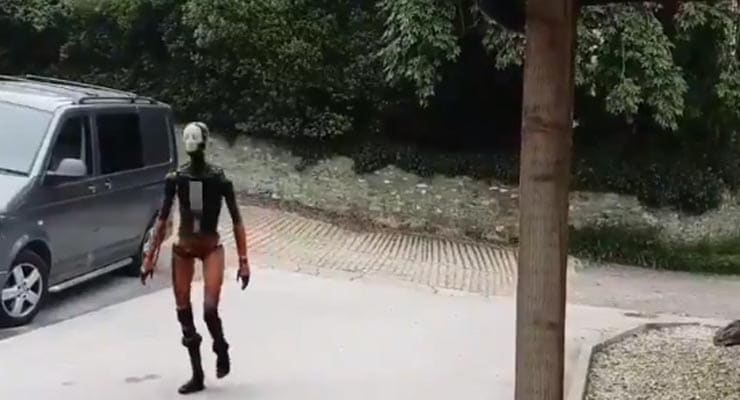 No, that creepy robot walking up driveway video is NOT real