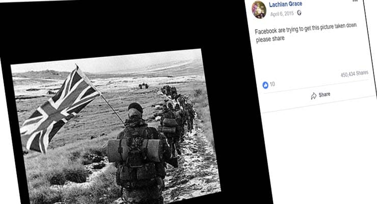 Is Facebook removing image of British troops? Fact Check