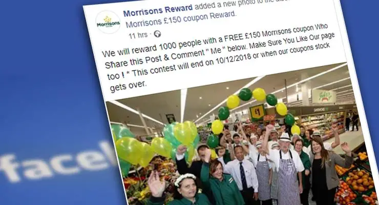 Watch out for Facebook posts offering £150 Morrisons coupon