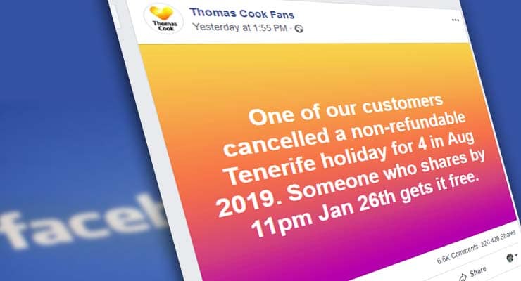 Can you win a Thomas Cook holiday to Tenerife for sharing a Facebook post? Fact Check