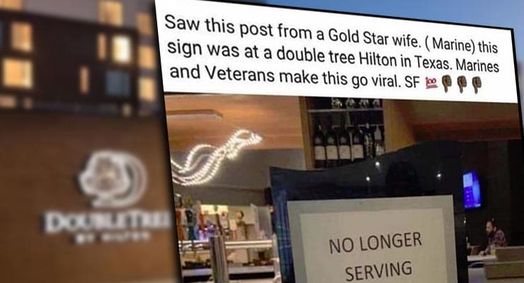Photo shows hotel sign refusing to serve military personnel – Fact Check