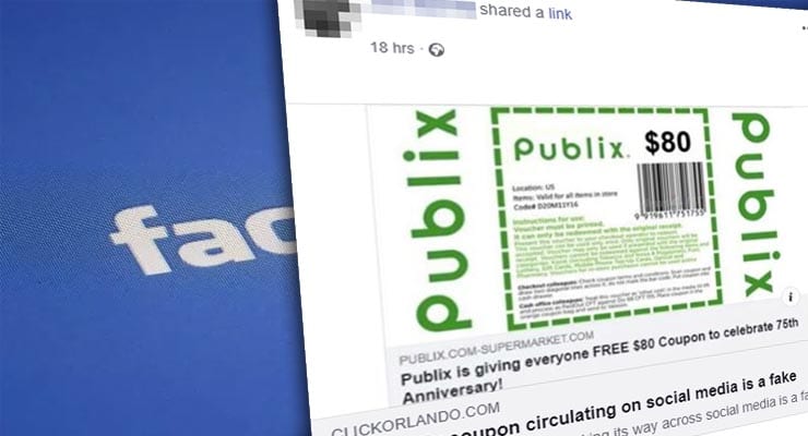 Watch out for fake $80 Publix coupon links spreading on Facebook