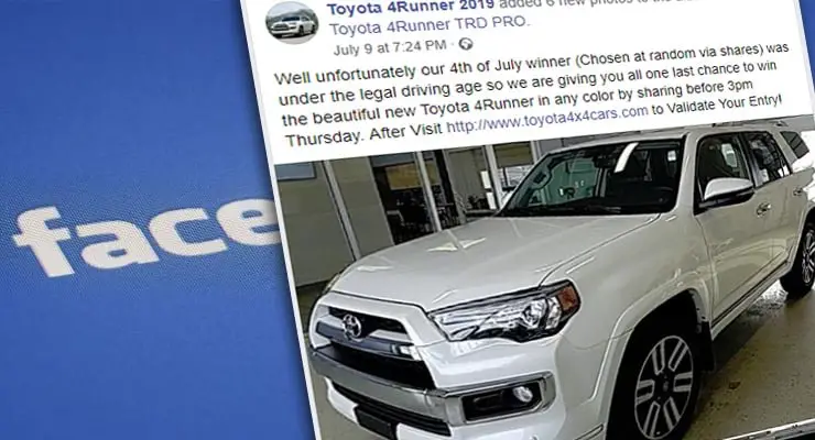 Can you win a Toyota 4Runner for sharing a Facebook post? Fact Check