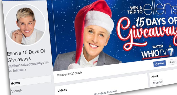 Is Ellen doing a Christmas giveaway on Facebook? Fact Check