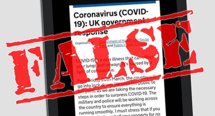 UK government website announce March 20th lockdown? Fact Check