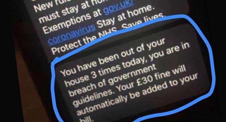 Beware fake text messages in UK claiming you’ve “left the house 3 times today”
