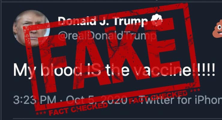 Did Trump tweet “My blood IS the vaccine”? Fact Check