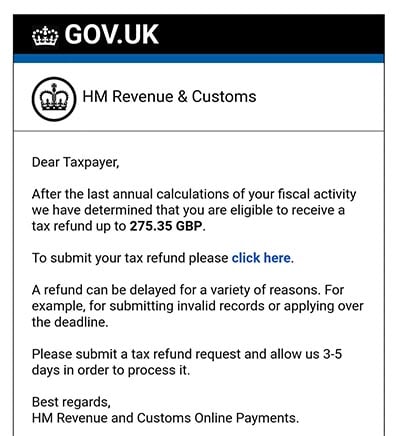 HMRC phishing email