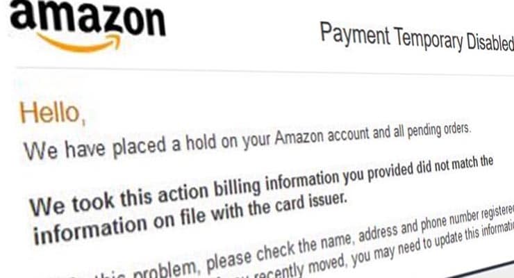 Beware fake “place a hold” or “account locked” Amazon emails
