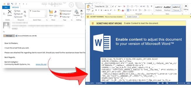 macro delivered malware email