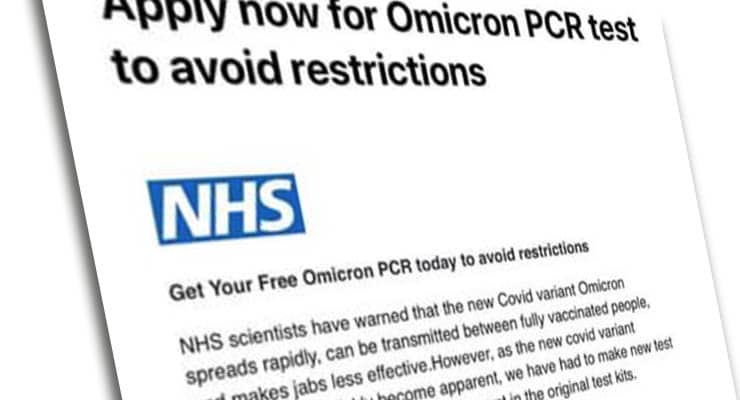 Beware scam NHS email urging recipients to order Omicron PCR test.