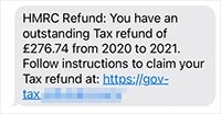 HMRC phishing SMS text message