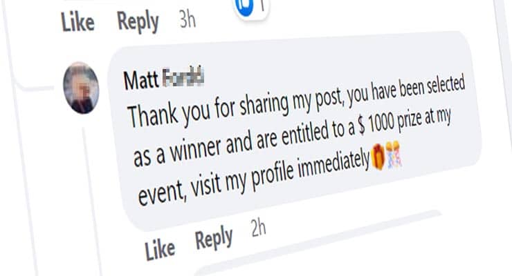 Crooks targeting fans of social media stars and influencers by replying to comments