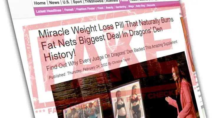 Beware diet supplement scams using Dragons’ Den “investment stories” as bait