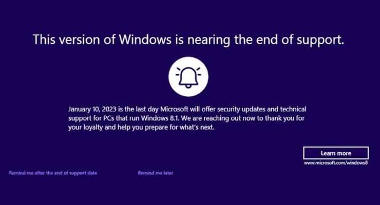 Beware Windows 8.1 users… your time is almost up